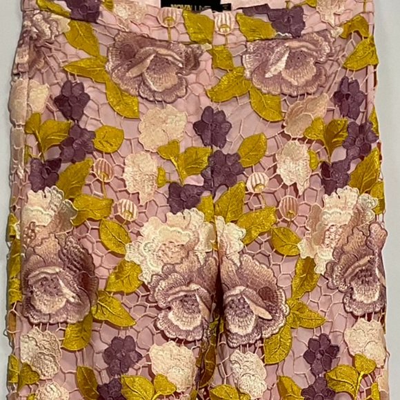 SMALL Pink/Floral FLARED High-rise Pant suit with Embroidered X-small Blazer - Picture 7 of 9